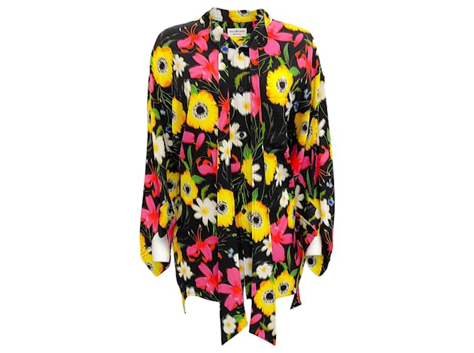 Autre Marque Balenciaga – Swing-Übergroße Bluse mit Blumendruck Mehrfarben Viskose  ref.1253010