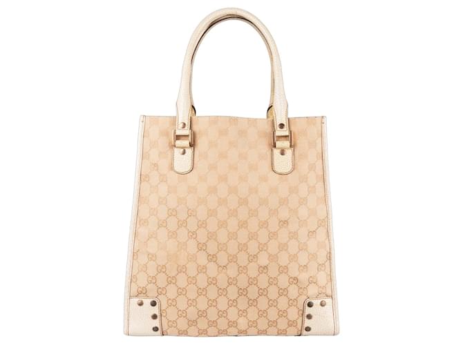 Gucci Abbey Shopper-Tasche aus Jacquard mit GG-Monogramm Weiß Leder  ref.1253032