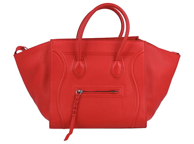 Céline CELINE – Mittleres Phantom-Gepäckstück aus glattem Leder in Rot  ref.1253090