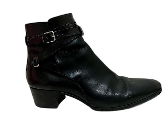 Saint Laurent Blake jodhpur ankle boots from calf leather Black Silver hardware  ref.1253091