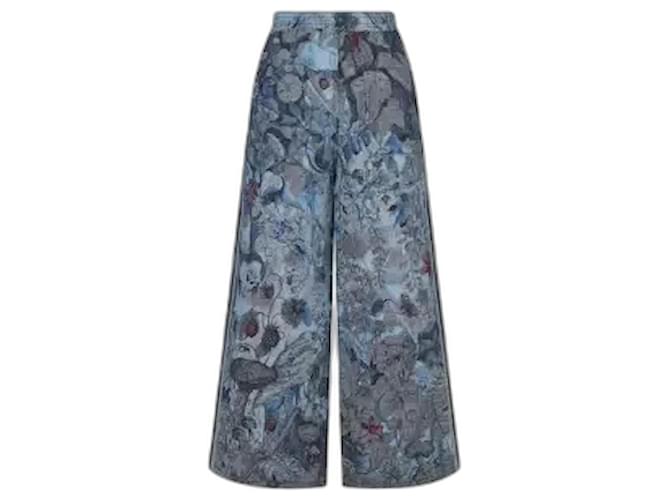 Pantalones anchos con logo de Christian Dior Azul Algodón  ref.1253096