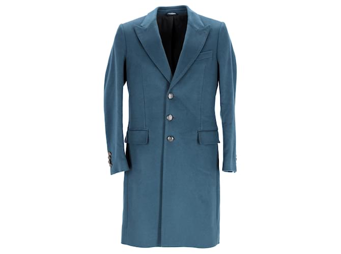 Manteau à simple boutonnage Dolce & Gabbana en cachemire bleu Laine  ref.1253142