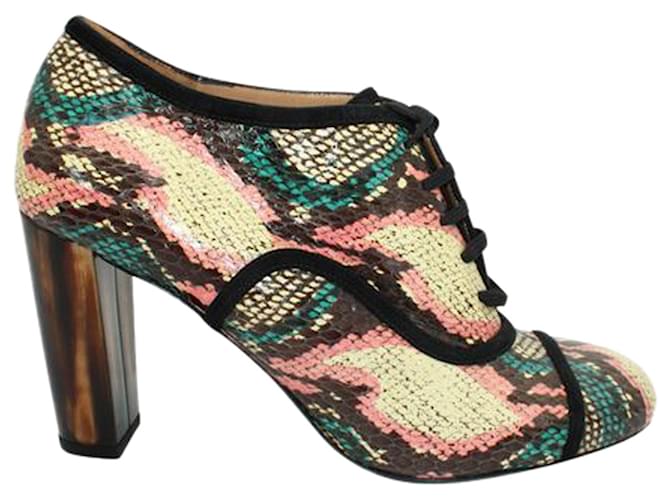 Dries Van Noten Colorful Snakeskin Lace-Up Boots Leather  ref.1253155