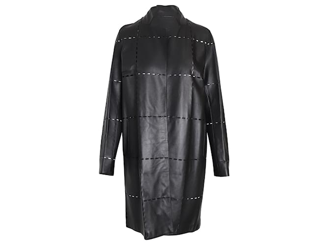 Escada Open Front Laser Grid Coat in Black Lamb Leather  ref.1253167