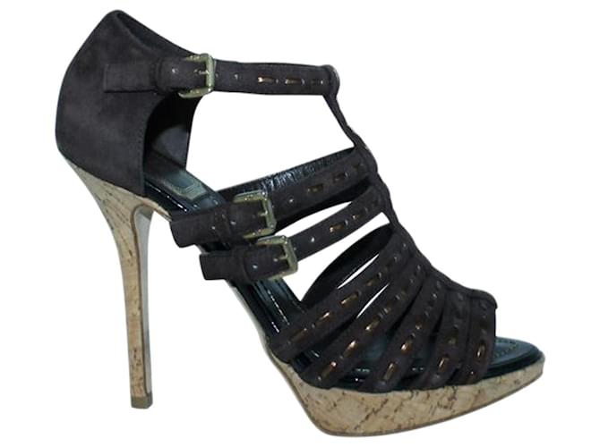Dior Sandálias de tiras de camurça marrom Couro  ref.1253182