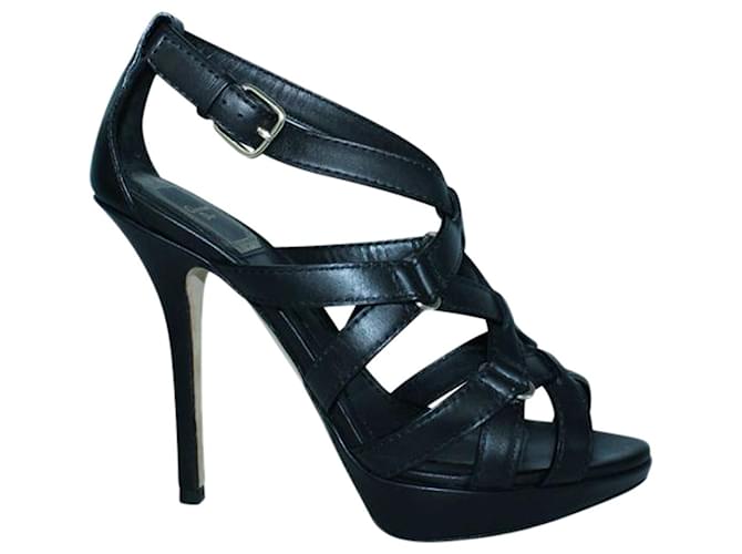 Dior Black Leather Strappy Sandals  ref.1253183