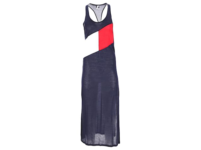 Tommy Hilfiger Vestido sin mangas con bloques de color para mujer Azul marino Lyocell  ref.1253200