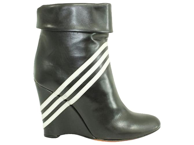 Yohji Yamamoto Black Boots with White Stripes Leather  ref.1253232