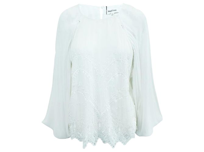 Magali Pascal Ivory Laser Cut Blouse White Cream