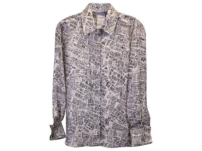 Blusa de seda blanca con estampado de mapas Gatto de Max Mara  ref.1253272