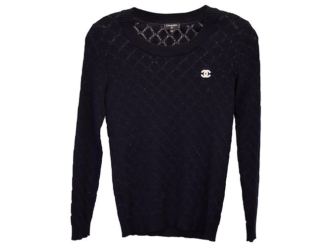 Timeless Chanel CC Sweatshirt aus marineblauer Baumwolle