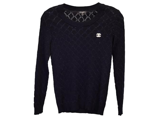 Timeless Chanel CC Sweatshirt aus marineblauer Baumwolle  ref.1253273