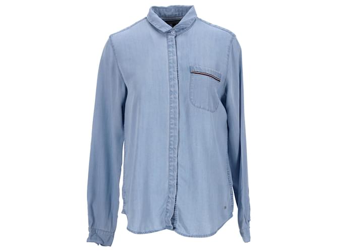 Tommy Hilfiger Womens Regular Fit Long Sleeve Shirt Woven Top Blue Light blue Lyocell  ref.1253281