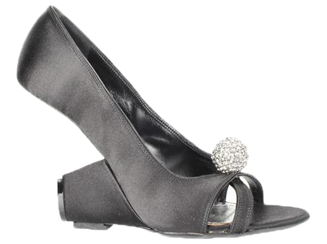 Marc Jacobs Satin and Crystal Ball Accent Heels Black  ref.1253289