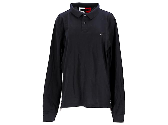 Tommy Hilfiger Mens Th Cool Slim Long Sleeve Polo Navy blue Cotton  ref.1253291