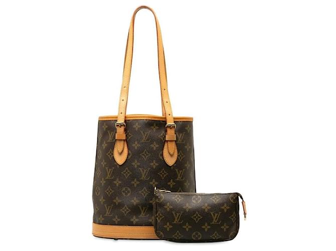 Louis Vuitton Monogram Petit Bucket PM Tote Bag M42238 in Very Good Condition Brown Plastic  ref.1253297