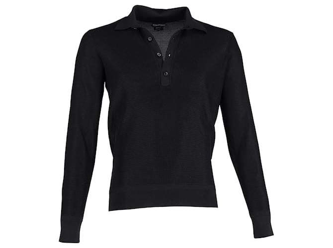 Tom Ford Long-Sleeve Polo Shirt in Black Polyamide  ref.1253304