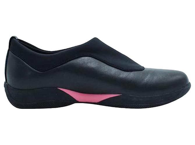 Prada Black Neoprene Slip-On Shoes Leather  ref.1253388