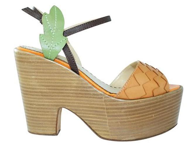 Moschino Cheap And Chic Orange Leather Wedges  ref.1253395