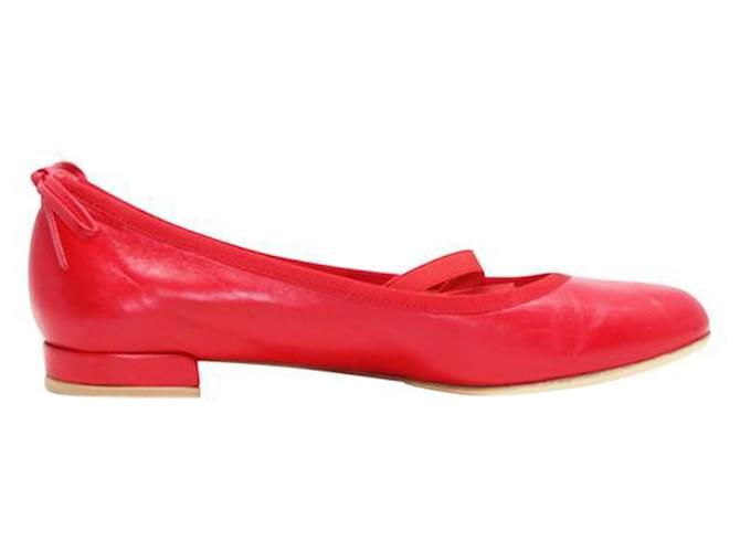 Stuart Weitzman Chaussures plates en cuir rouge  ref.1253404