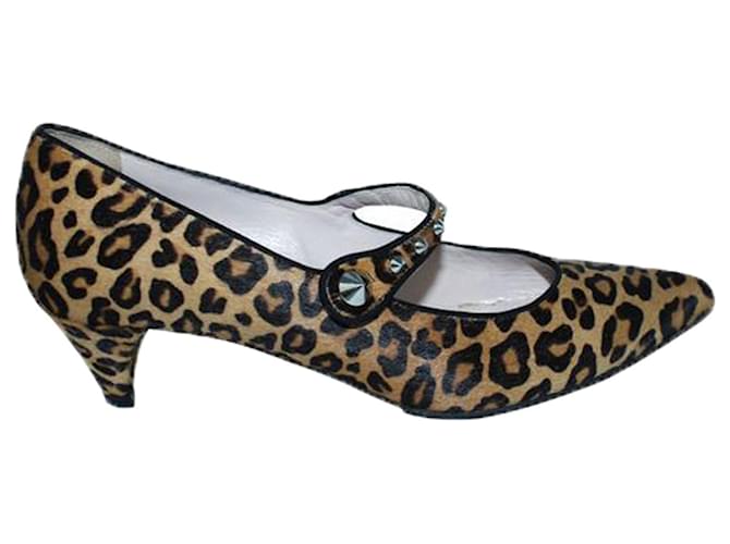 Miu Miu Saltos de gatinho com estampa de leopardo Couro  ref.1253415