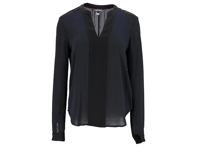 Tommy Hilfiger Womens Regular Fit Long Sleeve Blouse Navy blue Polyester  ref.1253420