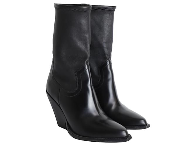 Isabel Marant Lirnee Pointed Boots in Black Leather  ref.1253423