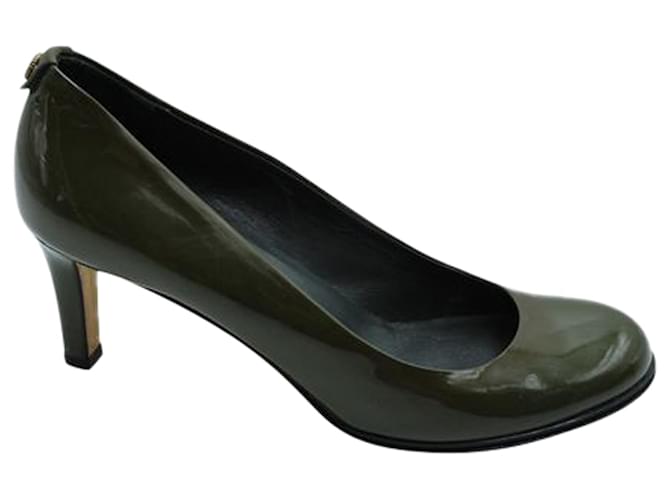 Gucci Olive Green Patent LEather Round Toe Heels  ref.1253427
