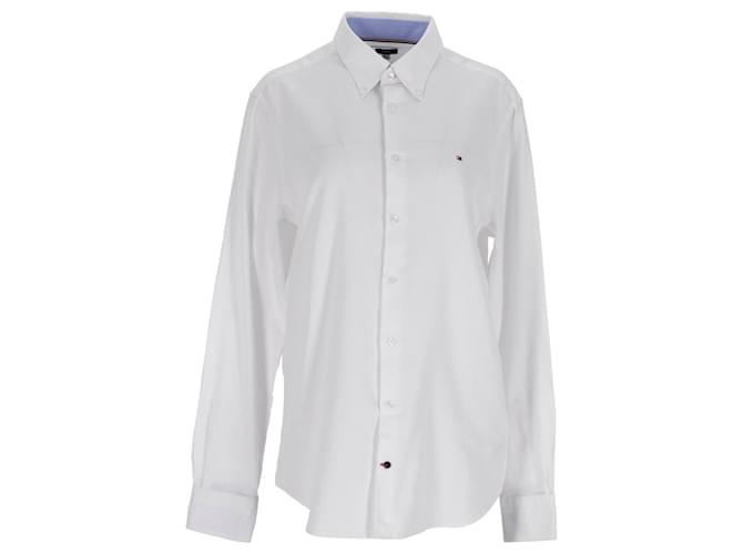Tommy Hilfiger Camisa masculina slim fit de manga comprida em tecido Branco Algodão  ref.1253450