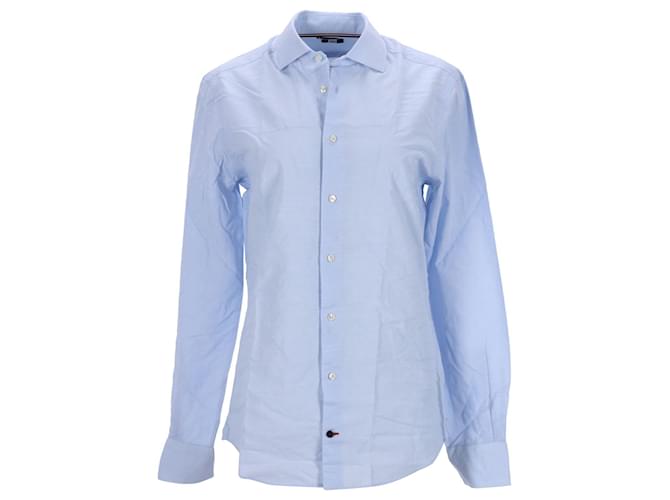 Tommy Hilfiger Camisa masculina de popelina de algodão puro Slim Fit Azul Azul claro  ref.1253452