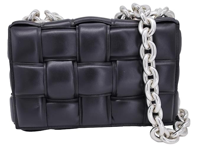 Bottega Veneta Padded Chain Cassette Crossbody Bag in Black Leather  ref.1253474