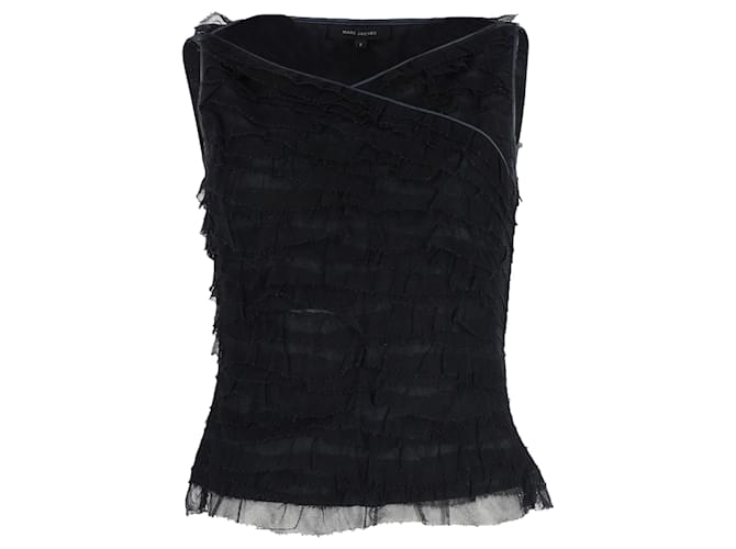 Marc Jacobs Organza Tiered Sleeveless Blouse in Navy Blue Polyester  ref.1253476