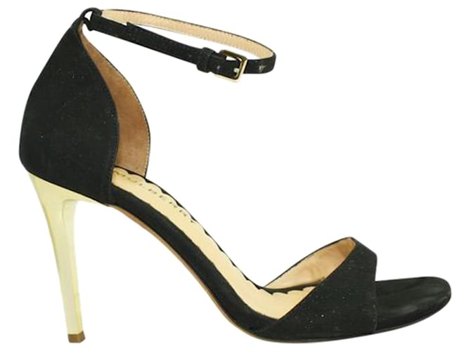 Mulberry Elegant Black Brocade Heels Leather  ref.1253515