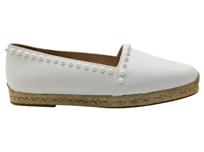Christian Louboutin White Leather Ares Espadrilles with Studs  ref.1253523