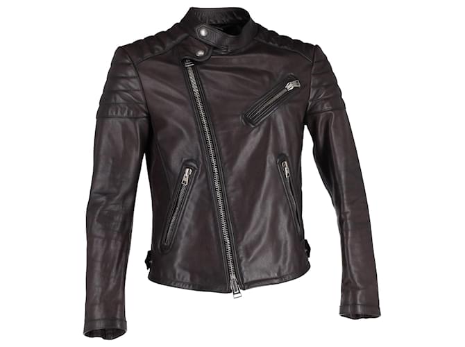 Tom Ford Quilted Biker Jacket in Brown Leather  ref.1253529