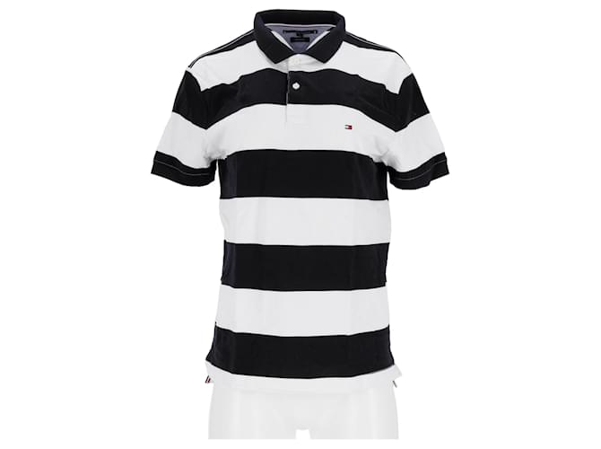 Tommy Hilfiger Mens Block Stripe Regular Fit Polo White Cotton  ref.1253559
