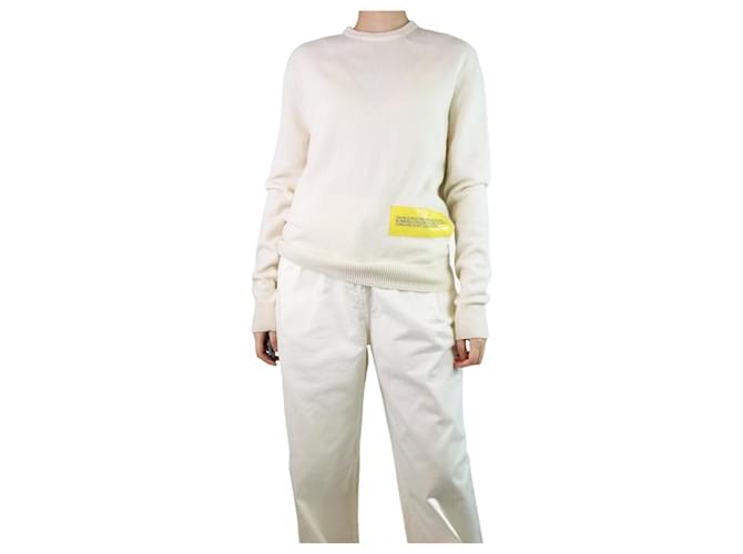 Calvin Klein Jersey de lana con gráfico color crema - talla L Crudo  ref.1253640