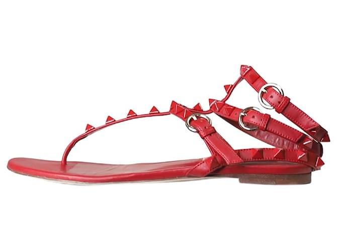 Valentino Sandálias de couro rockstud gladiador vermelhas - tamanho UE 35 Vermelho  ref.1253644