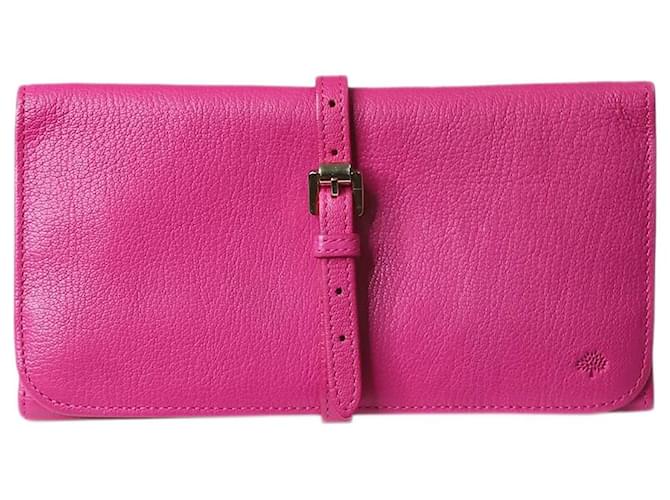 Mulberry Pink jewellery pouch with buckled closure Leather  ref.1253655
