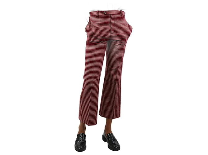 Chloé Red checked flared wool trousers - size UK 8  ref.1253676