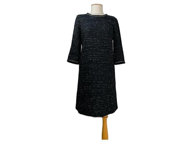 Paule Ka Robes Coton Polyester Tweed Polyamide Acrylique Noir Doré  ref.1253689