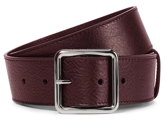 Cinturón de cuero burdeos con cintura drapeada de Alexander McQueen. Hardware de plata  ref.1253690