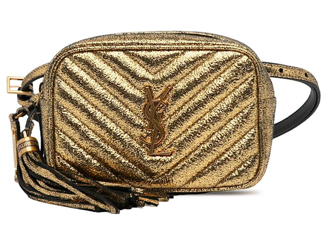 Saint Laurent Gold Metallic Monogram Matelasse Lou Belt Bag Golden Leather Pony-style calfskin  ref.1253710