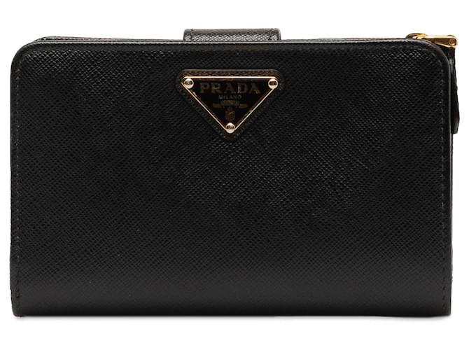 Prada Black Saffiano Leather Compact Wallet  ref.1253720