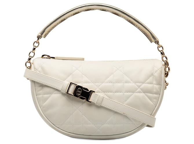 Bolso satchel Dior pequeño Cannage Vibe blanco Cuero  ref.1253721