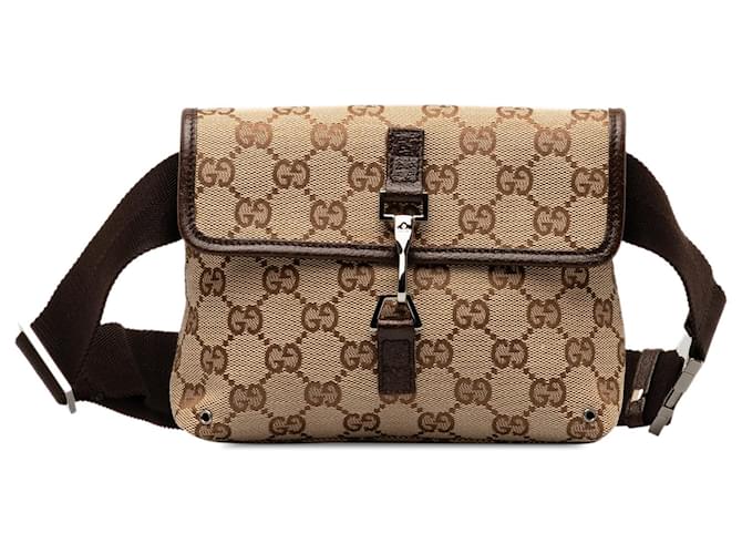 Gucci Brown GG Canvas Jackie Belt Bag Beige Leather Cloth Pony-style calfskin Cloth  ref.1253784