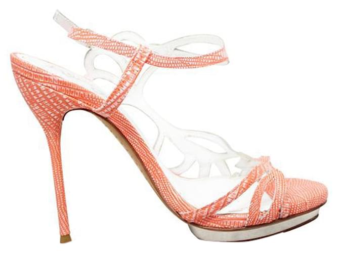 Alice + Olivia Coral Leather Sandals Orange  ref.1253809