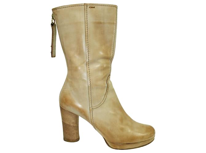 Chloé Saturnia Calf Boots Brown Leather  ref.1253813
