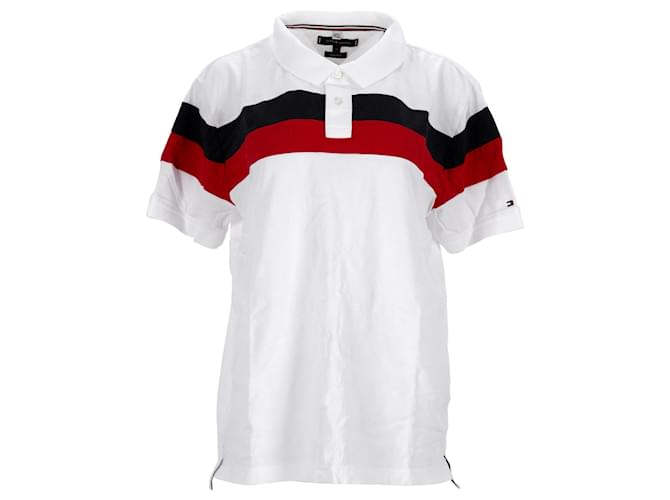 Tommy Hilfiger Mens Stripe Slim Fit Polo White Cotton  ref.1253861
