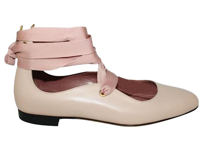 Bally rosa pastel/Sapatos de bailarina Lavin bege com cadarço Couro  ref.1253865